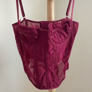 Wine Red Spaghetti Strap Corset Top